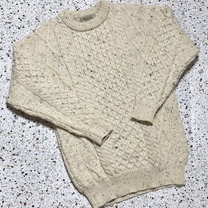 Aran Sweater Market 100% Wool Irish Fisherman Cable Knit Sweater Size M